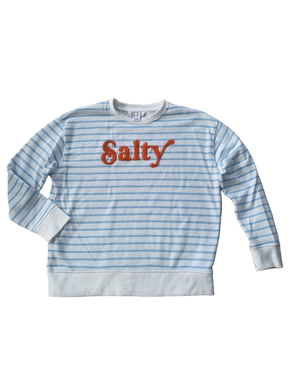 Shiraleah Size Medium Salty Striped Sweatshirt Blue White Nautical Pullover